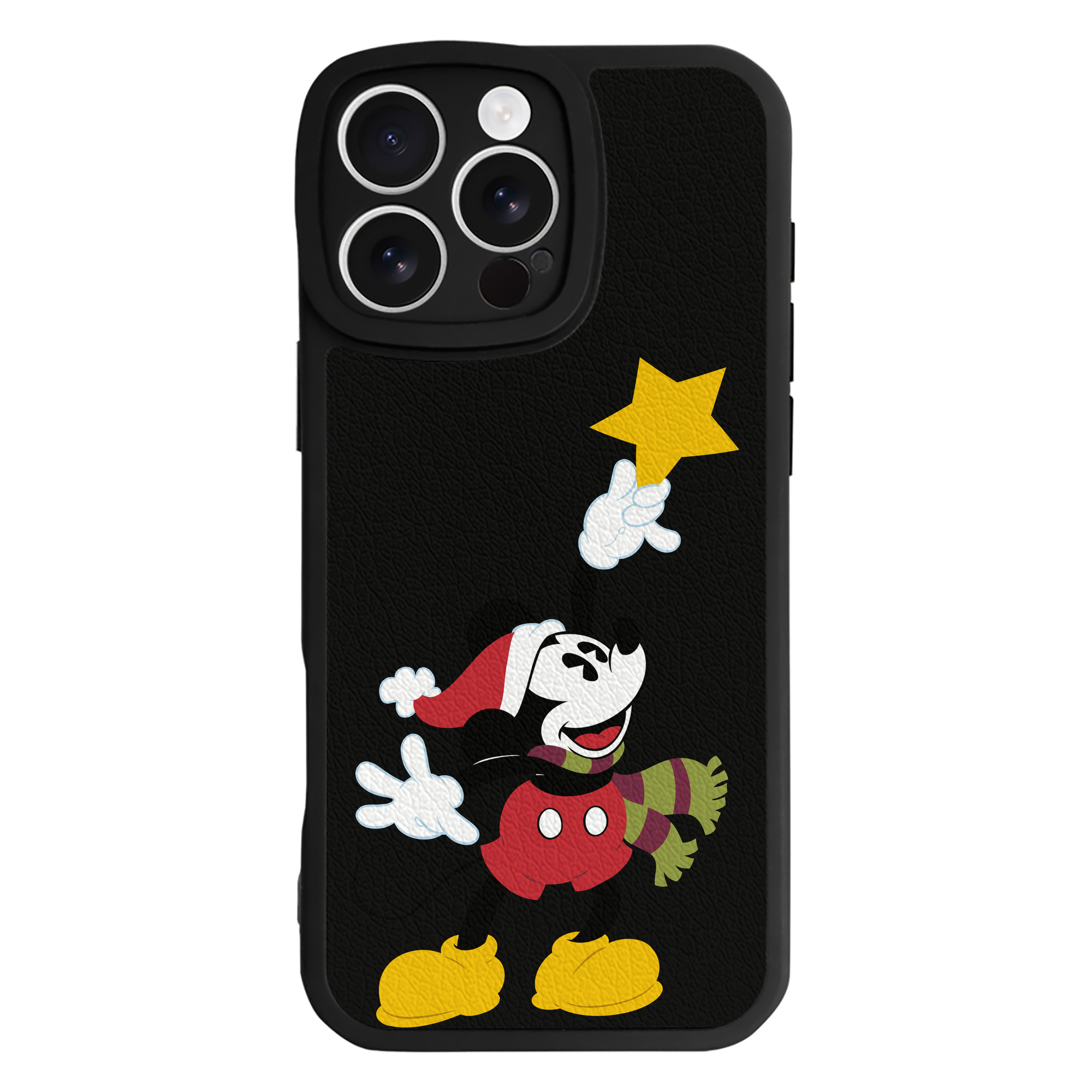 （画像用） ミッキーマウス Mickey Mouse 【iPhone 16シリーズ対応】シリコンスマホケース（レザー調） 材質：シリコン